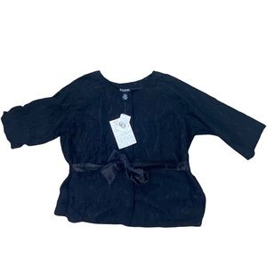 NWT Dialogue snap button down belted lace blouse size 1X